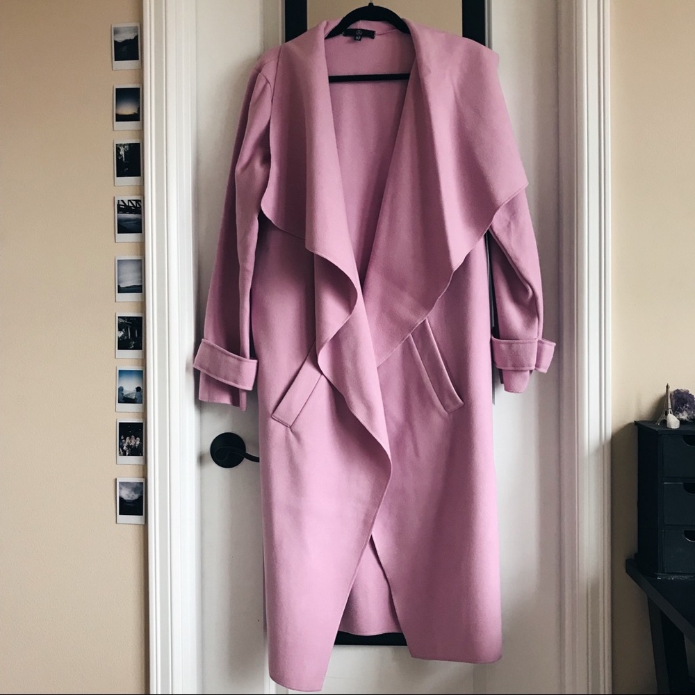 Misguided Pink Waterfall Coat